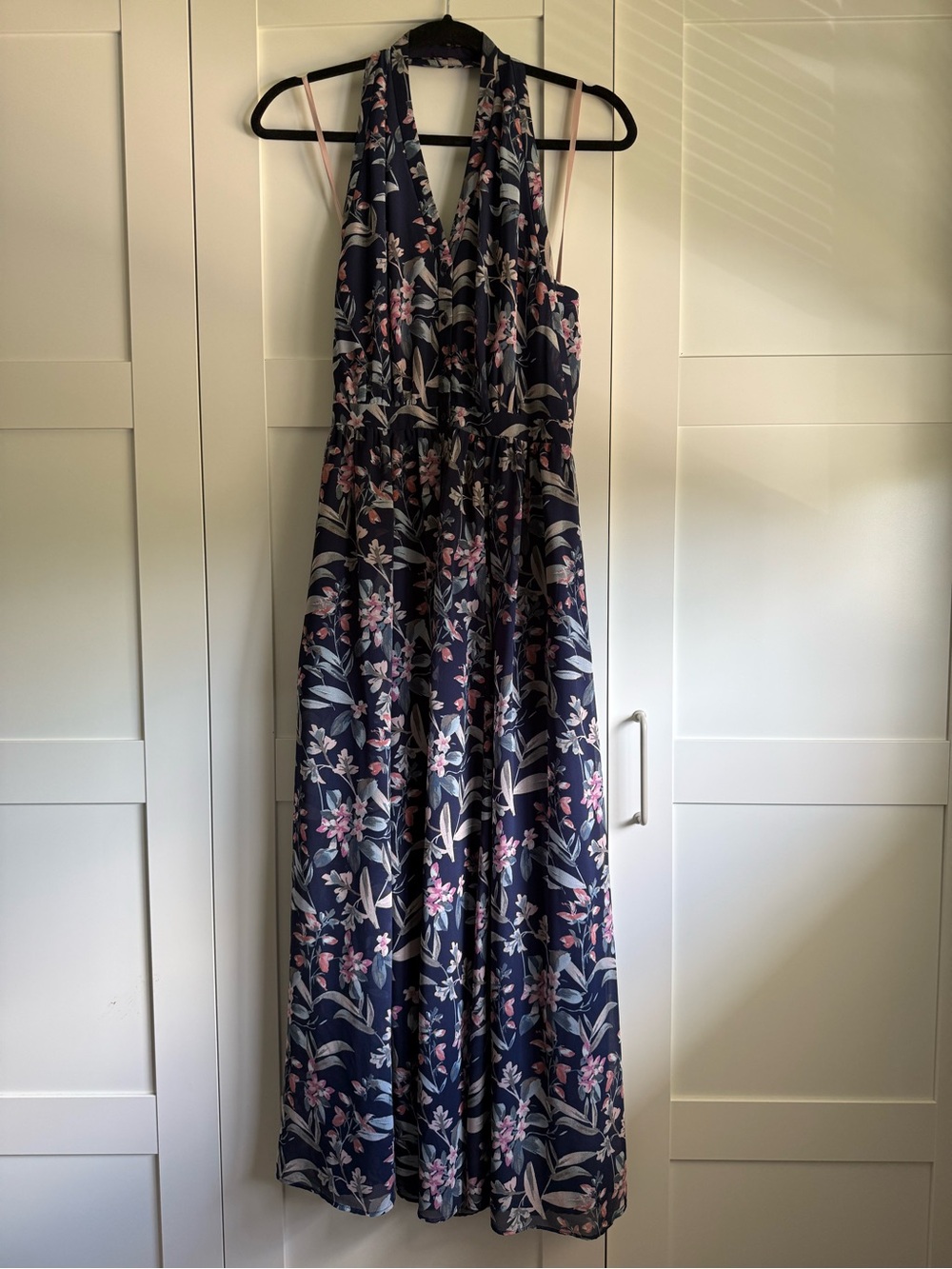 Gal Meets Glam Navy Maxi Dress with Pink Floral Print
